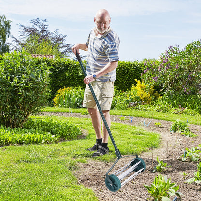 18 Inch Rolling Lawn Aerator, Anti-Slip Handle, Green Lawn Care Tools at Gallery Canada