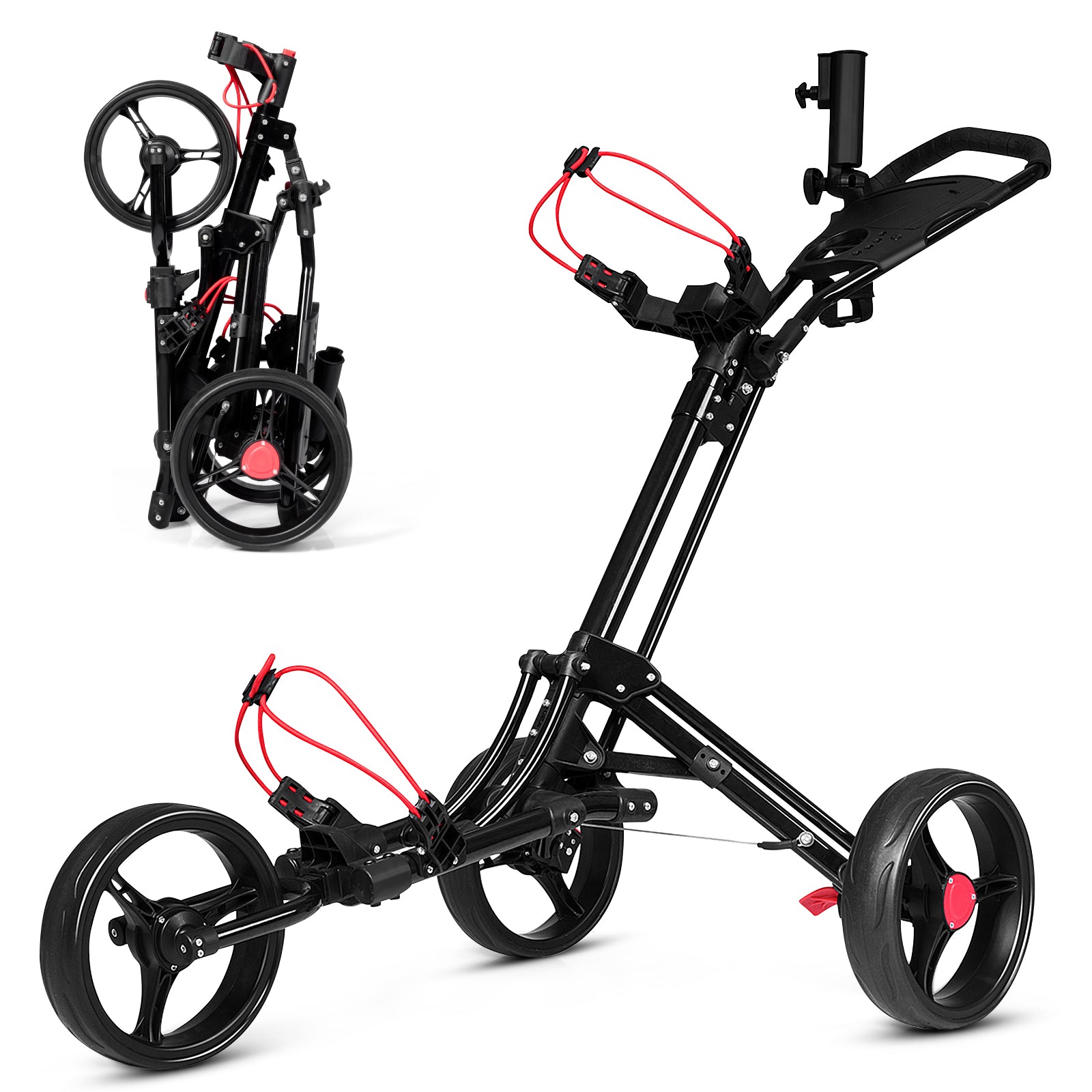Foldable 3 Wheel Golf Pull Cart, Black Golf at Gallery Canada