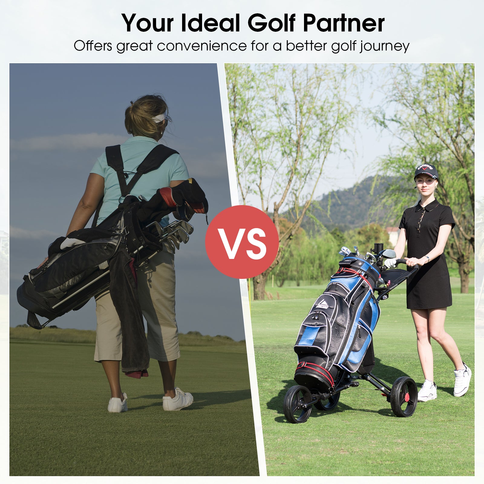 Foldable 3 Wheel Golf Pull Cart, Black Golf at Gallery Canada
