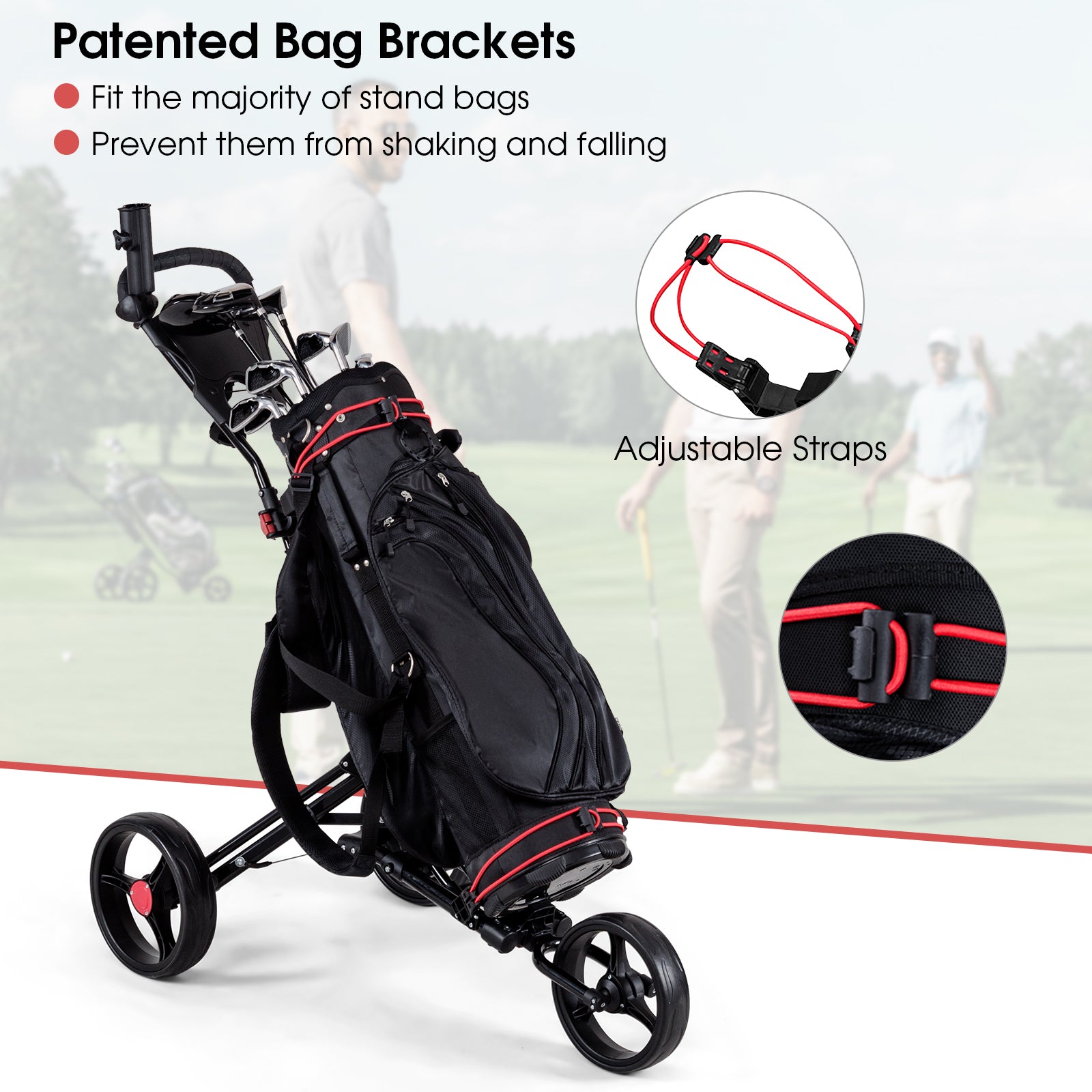 Foldable 3 Wheel Golf Pull Cart, Black Golf at Gallery Canada