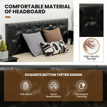 Full Queen PU Leather Platform Bed, 4 Drawers, Full Size Simple Bed Frame at Gallery Canada