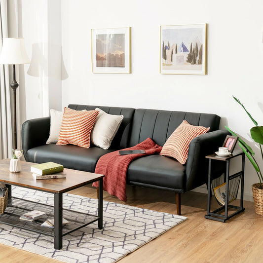 3 Seat Convertible Sofa Bed with Adjustable Backrest for Living Room, Black Sofas & Loveseats Black at Gallery Canada