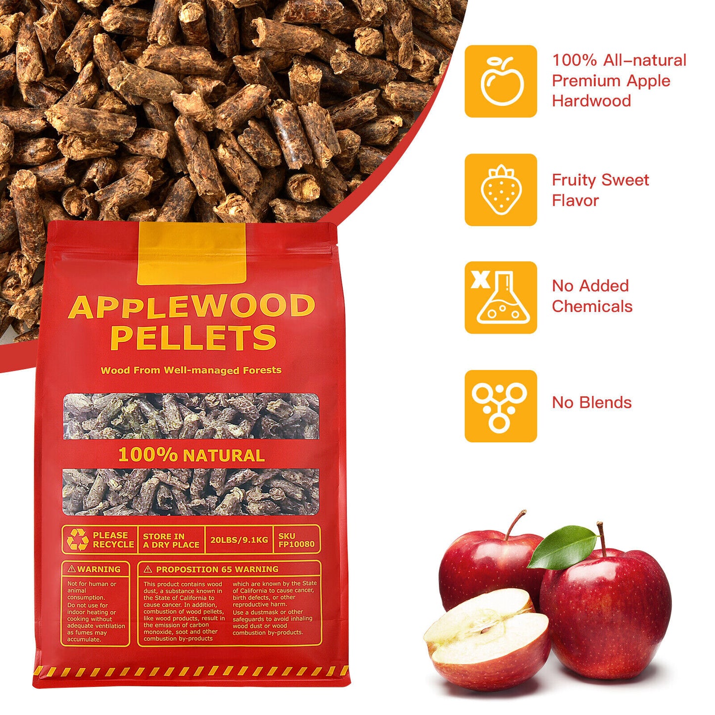 20 Pounds Apple Wood Pellets 100% All-Natural for Pellet Grills, Natural Outdoor Grills at Gallery Canada