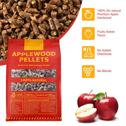 20 Pounds Apple Wood Pellets 100% All-Natural for Pellet Grills, Natural Outdoor Grills at Gallery Canada