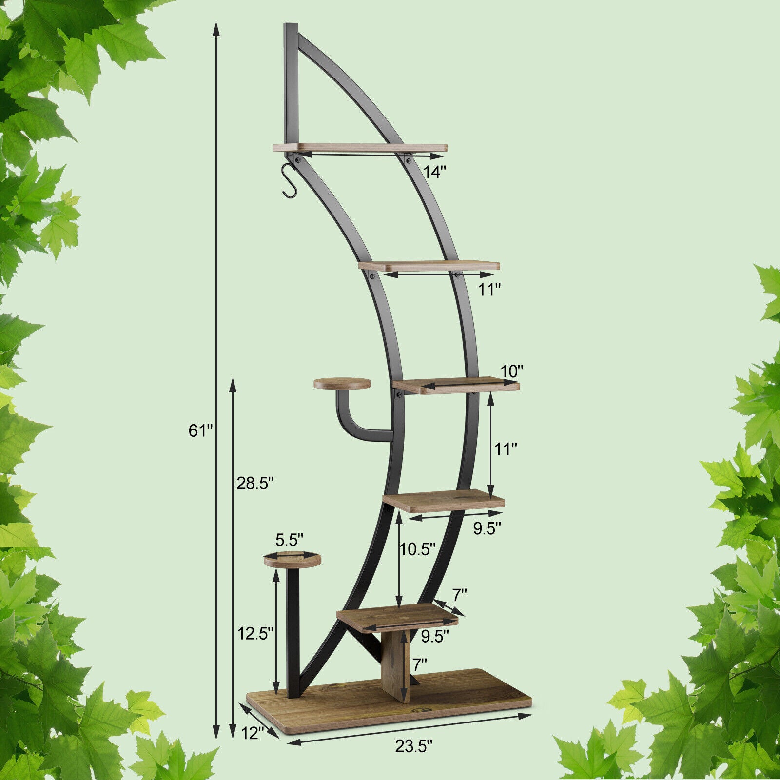 6 Tier 9 Potted Metal Plant Stand Holder, Natural Plant Stands at Gallery Canada