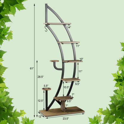 6 Tier 9 Potted Metal Plant Stand Holder, Natural Plant Stands at Gallery Canada
