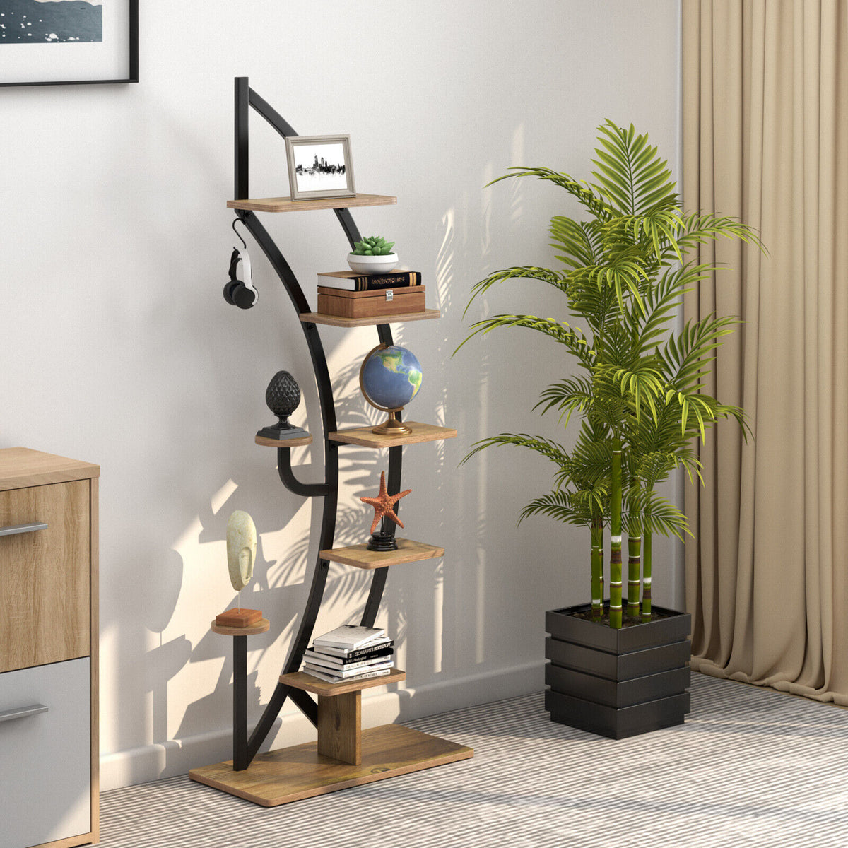 6 Tier 9 Potted Metal Plant Stand Holder, Natural Plant Stands at Gallery Canada