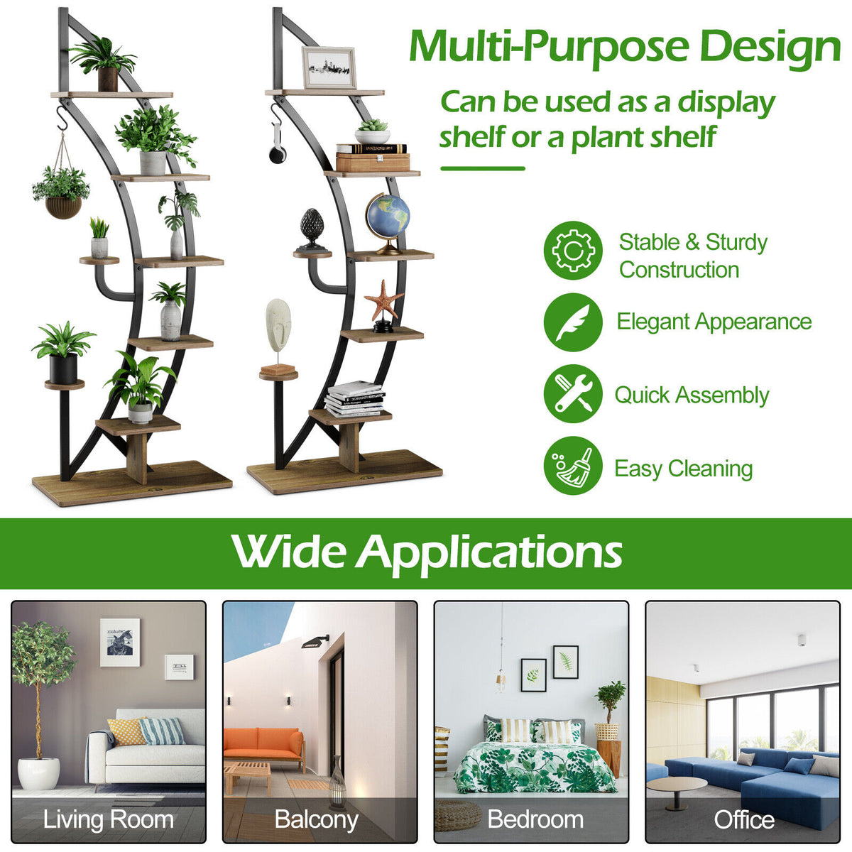 6 Tier 9 Potted Metal Plant Stand Holder, Natural Plant Stands at Gallery Canada