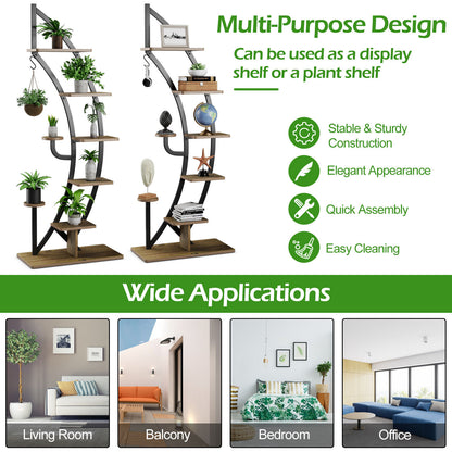 6 Tier 9 Potted Metal Plant Stand Holder, Natural Plant Stands at Gallery Canada