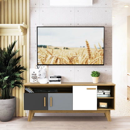 65 Inch TV Stand, 3 Cabinets, 3 Shelves, Natural Entertainment Centers & TV Stands at Gallery Canada