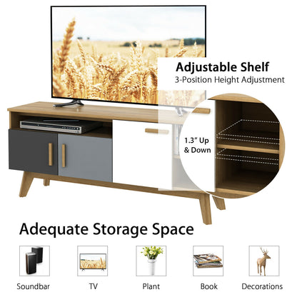65 Inch TV Stand, 3 Cabinets, 3 Shelves, Natural Entertainment Centers & TV Stands at Gallery Canada