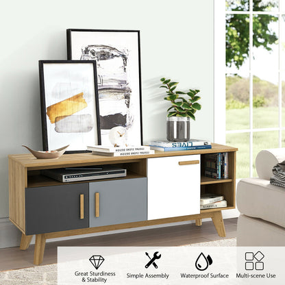 65 Inch TV Stand, 3 Cabinets, 3 Shelves, Natural Entertainment Centers & TV Stands at Gallery Canada