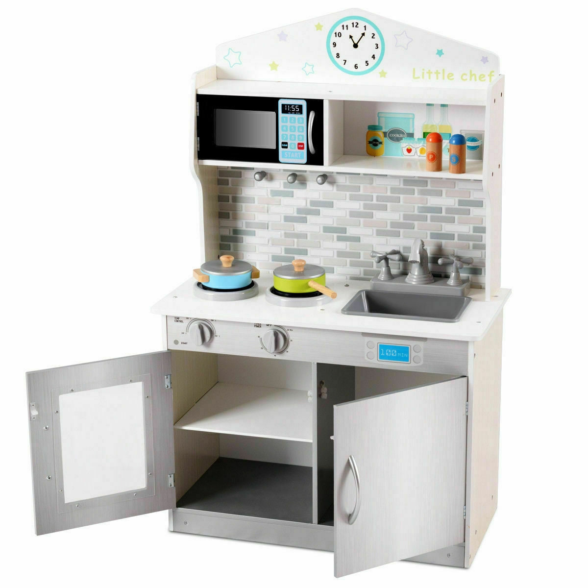 Kids Wooden Pretend Cooking Playset, Beige Play Kitchen Sets at Gallery Canada