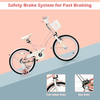 18 Inch Kids Adjustable Bike With Training Wheels, Pink Kids Bike at Gallery Canada