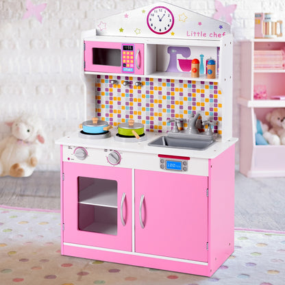 Kids Wooden Pretend Cookware Playset, Pink Play Kitchen Sets at Gallery Canada