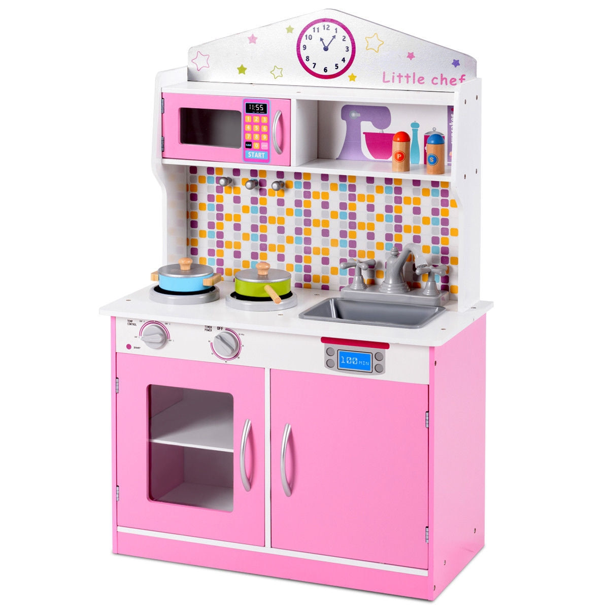 Kids Wooden Pretend Cookware Playset, Pink Play Kitchen Sets at Gallery Canada