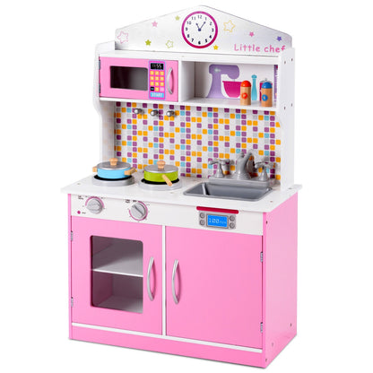 Kids Wooden Pretend Cookware Playset, Pink Play Kitchen Sets at Gallery Canada
