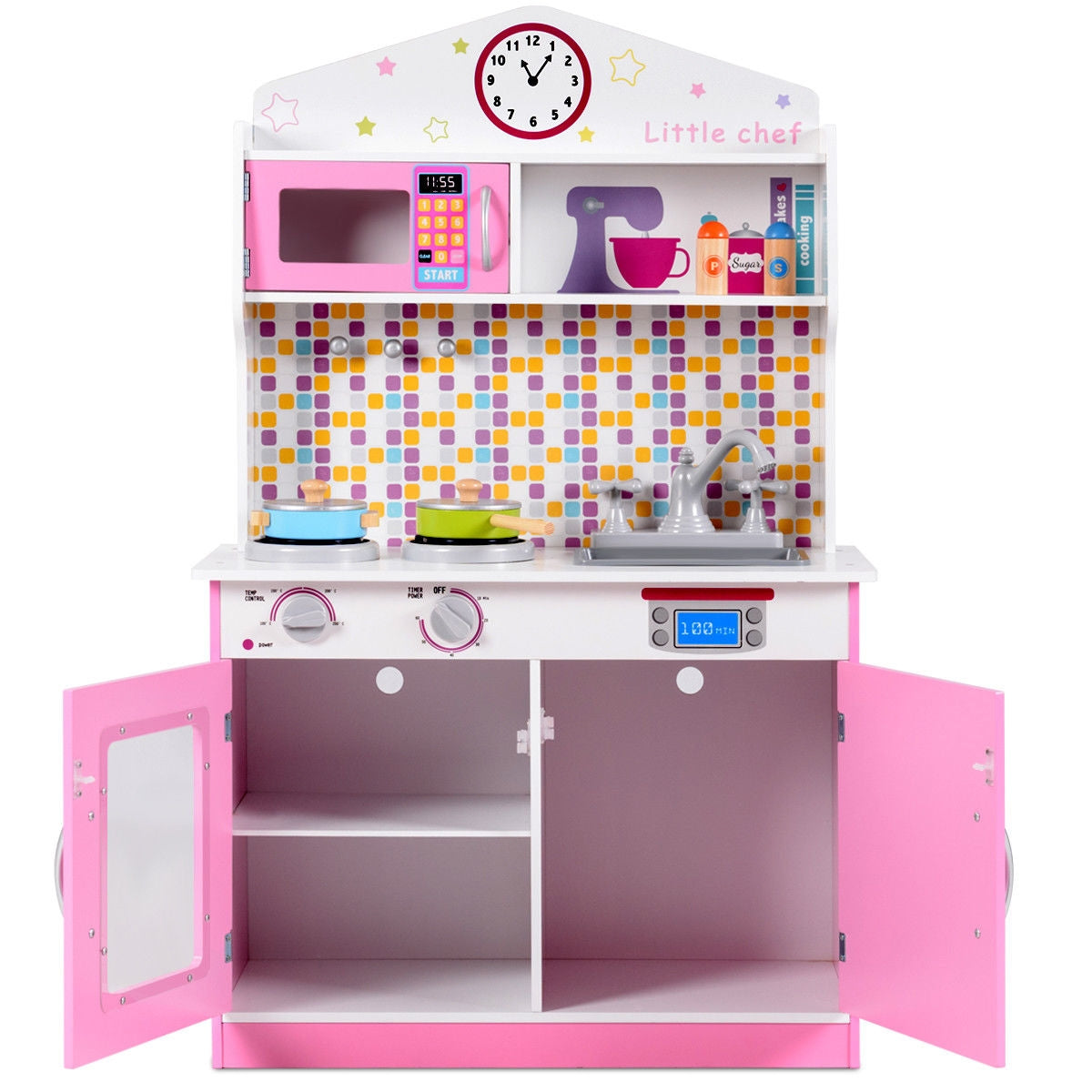 Kids Wooden Pretend Cookware Playset, Pink Play Kitchen Sets at Gallery Canada
