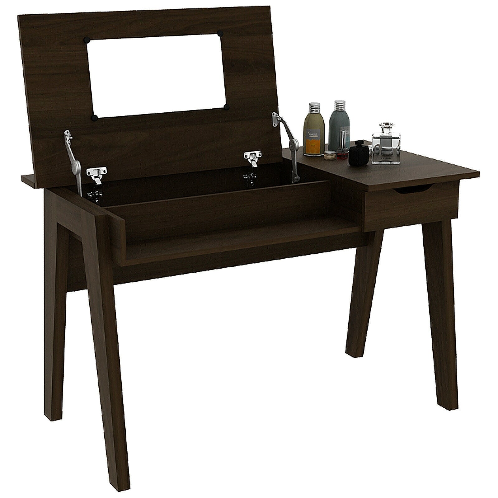 Dressing Table With Flip Mirror, Storage Drawer, Brown Makeup Vanities at Gallery Canada