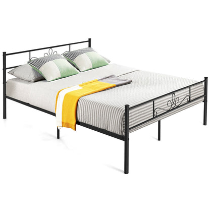 Twin/Full/Queen Size Metal Bed Frame with Headboard and Footboard-Queen Size, Black Simple Bed Frame at Gallery Canada