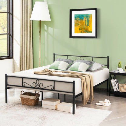 Twin/Full/Queen Size Metal Bed Frame with Headboard and Footboard-Queen Size, Black Simple Bed Frame at Gallery Canada
