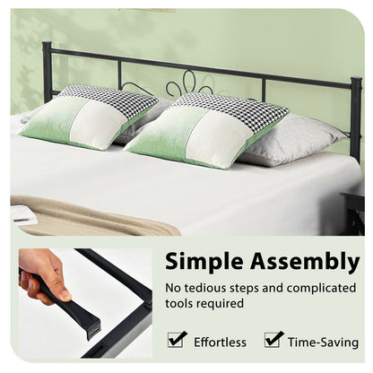 Twin/Full/Queen Size Metal Bed Frame with Headboard and Footboard-Queen Size, Black Simple Bed Frame at Gallery Canada