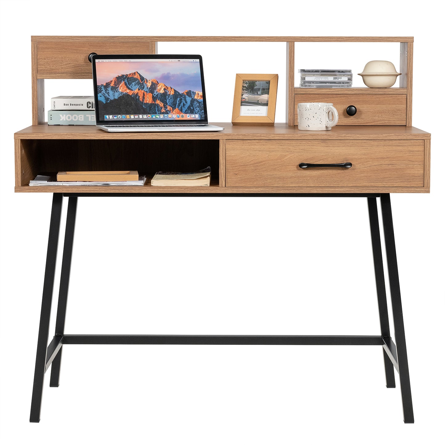 42-Inch Vanity Desk With Tabletop Shelf, 2 Drawers, Natural Makeup Vanities at Gallery Canada