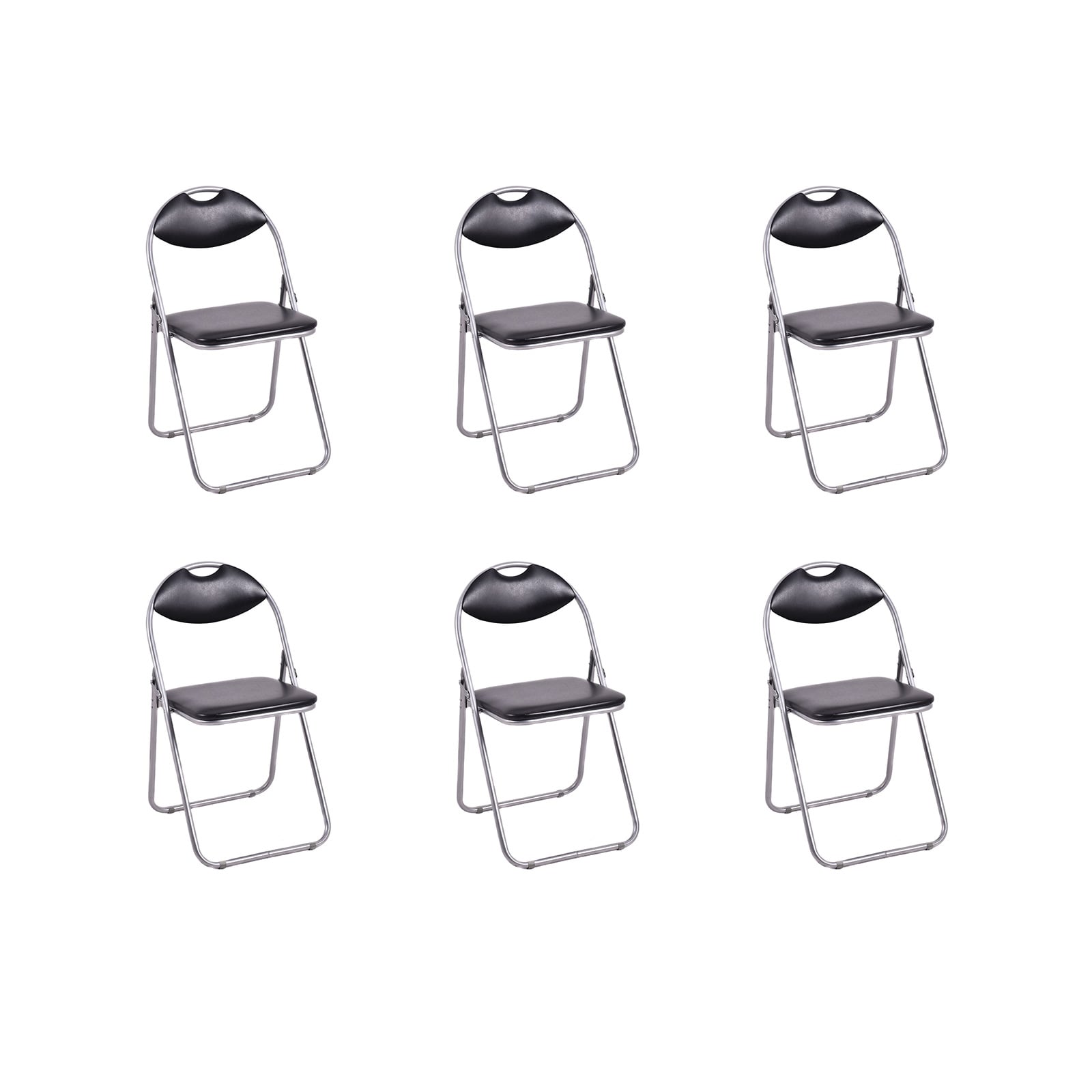 6 Pieces U-Shape Folding Chairs, Hollow Handle, Black Dining Chairs Black at Gallery Canada