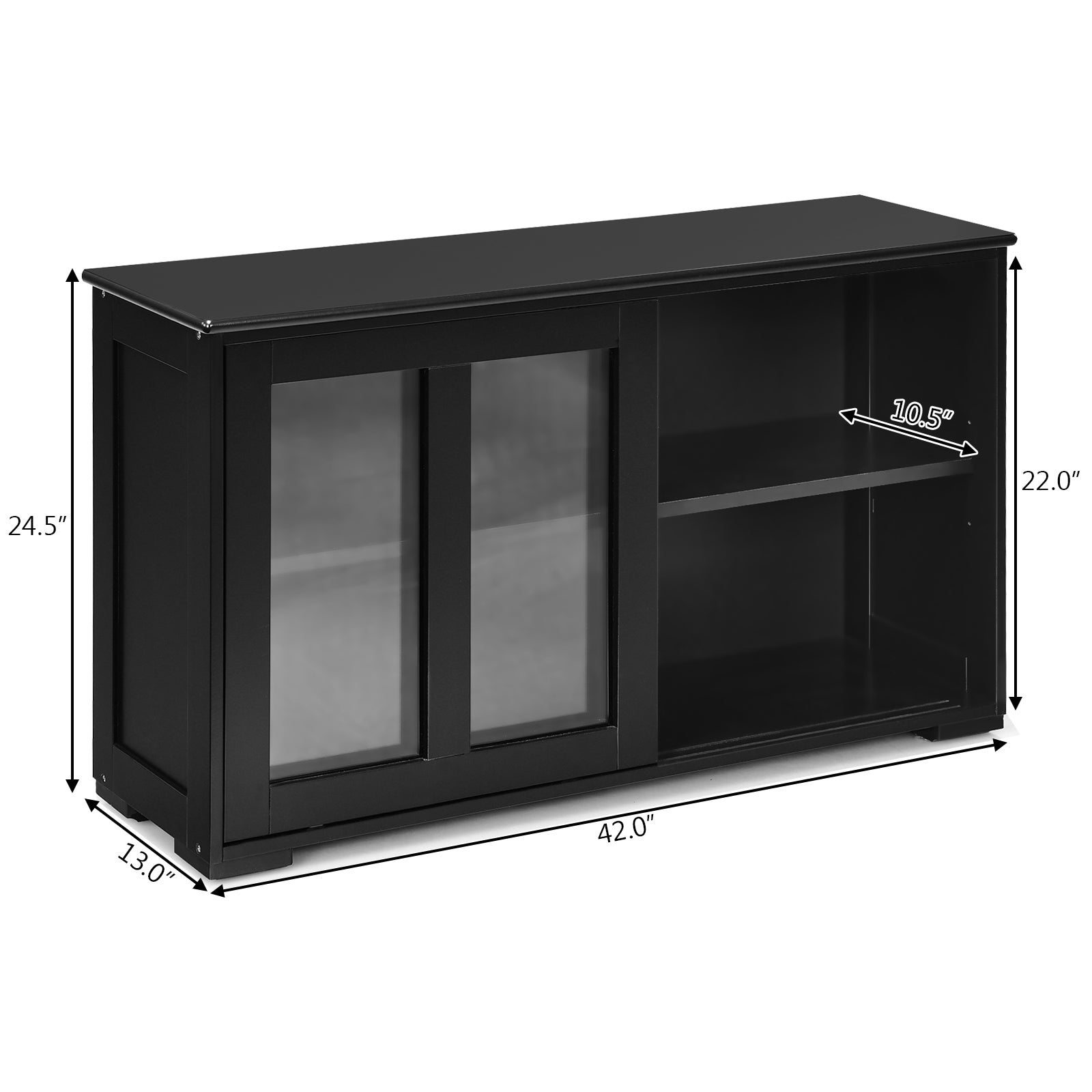 Kitchen Storage Cabinet With Glass Sliding Door, Black Sideboards Cabinets & Buffets at Gallery Canada