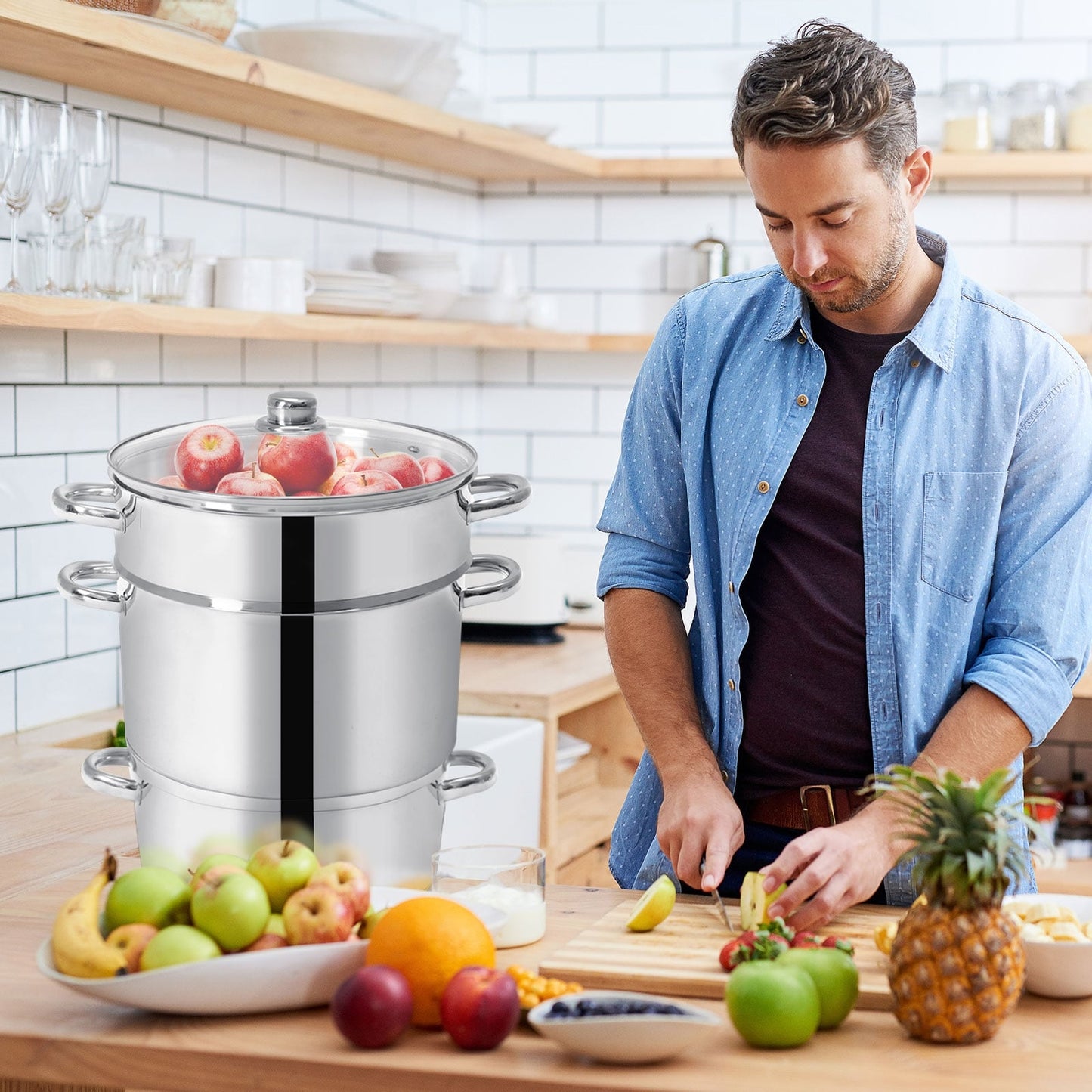 11-Quart Stainless Steel Fruit Juicer Steamer, Silver Food Steamers at Gallery Canada