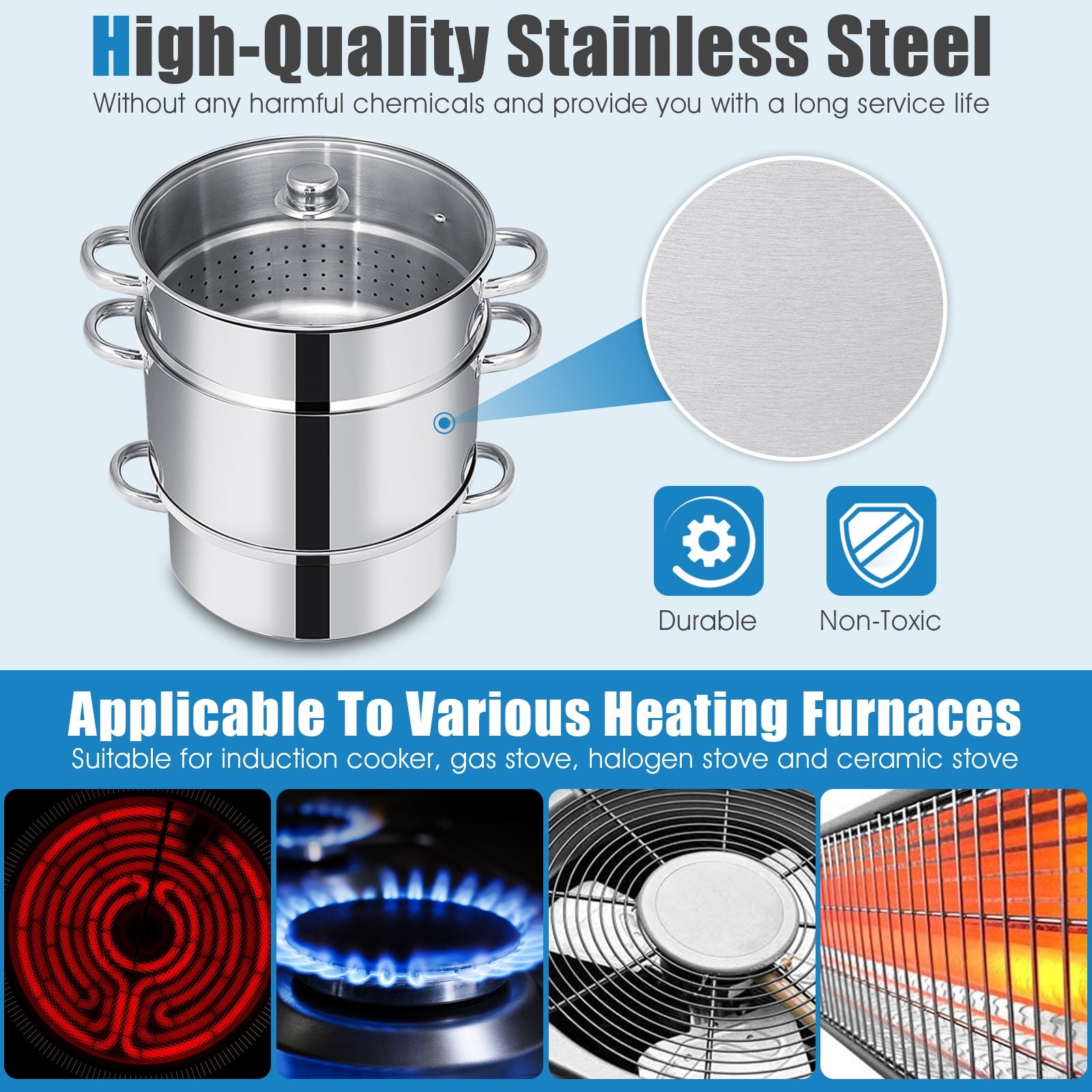 11-Quart Stainless Steel Fruit Juicer Steamer, Silver Food Steamers at Gallery Canada