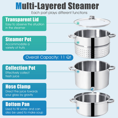 11-Quart Stainless Steel Fruit Juicer Steamer, Silver Food Steamers at Gallery Canada