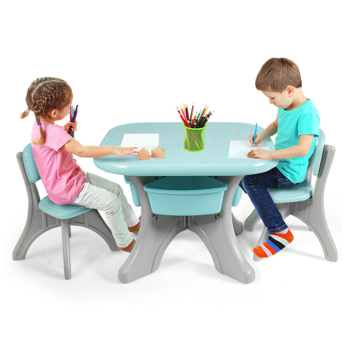 Kids Activity Table And Chair Set With Storage, Blue Kids Table & Chair Sets at Gallery Canada
