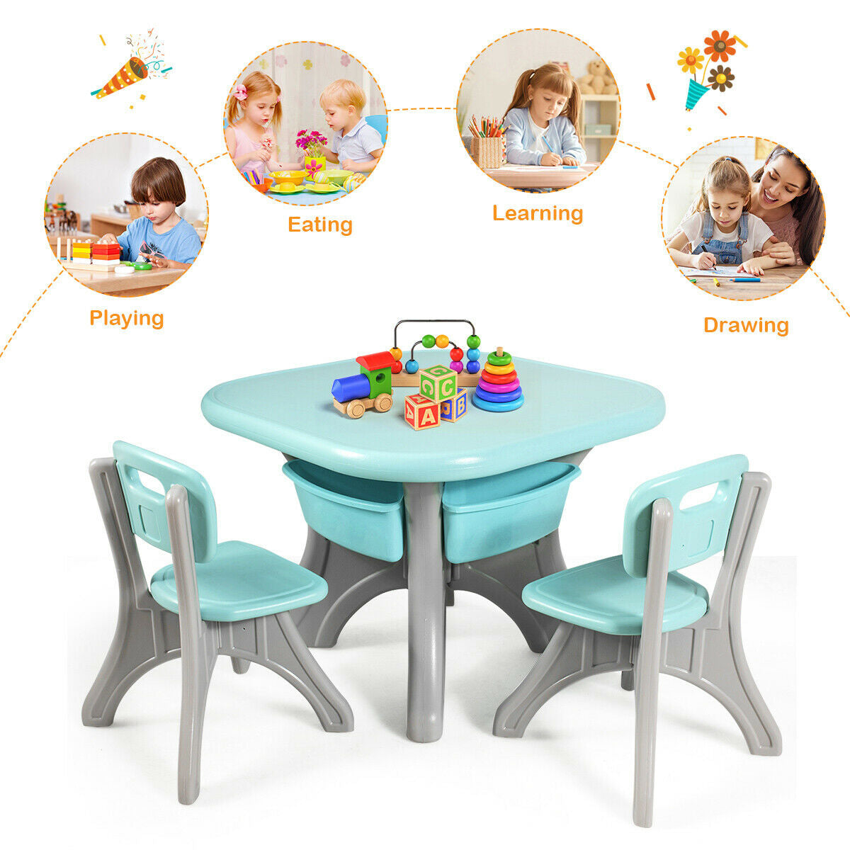 Kids Activity Table And Chair Set With Storage, Blue Kids Table & Chair Sets at Gallery Canada