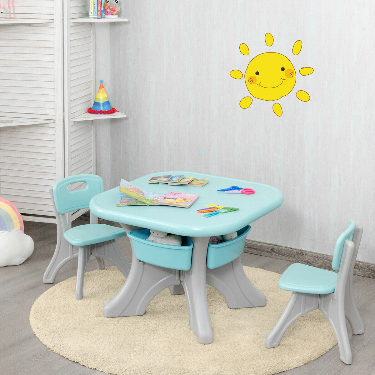 Kids Activity Table And Chair Set With Storage, Blue Kids Table & Chair Sets at Gallery Canada