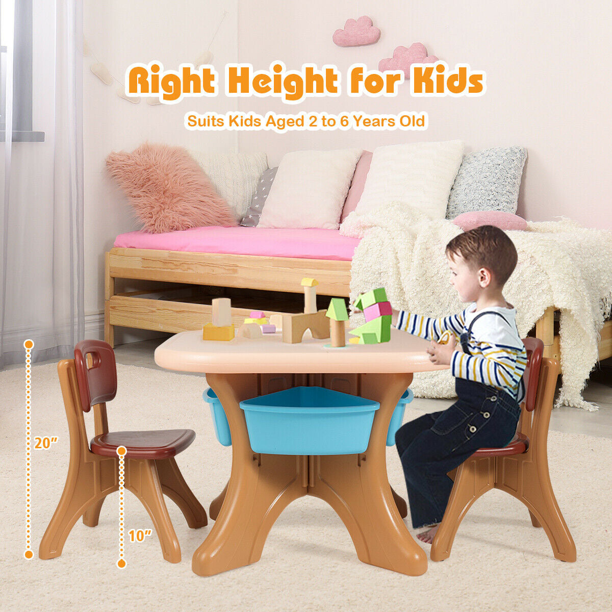 Kids Activity Table And Chair Set With Storage, Brown Kids Table & Chair Sets at Gallery Canada