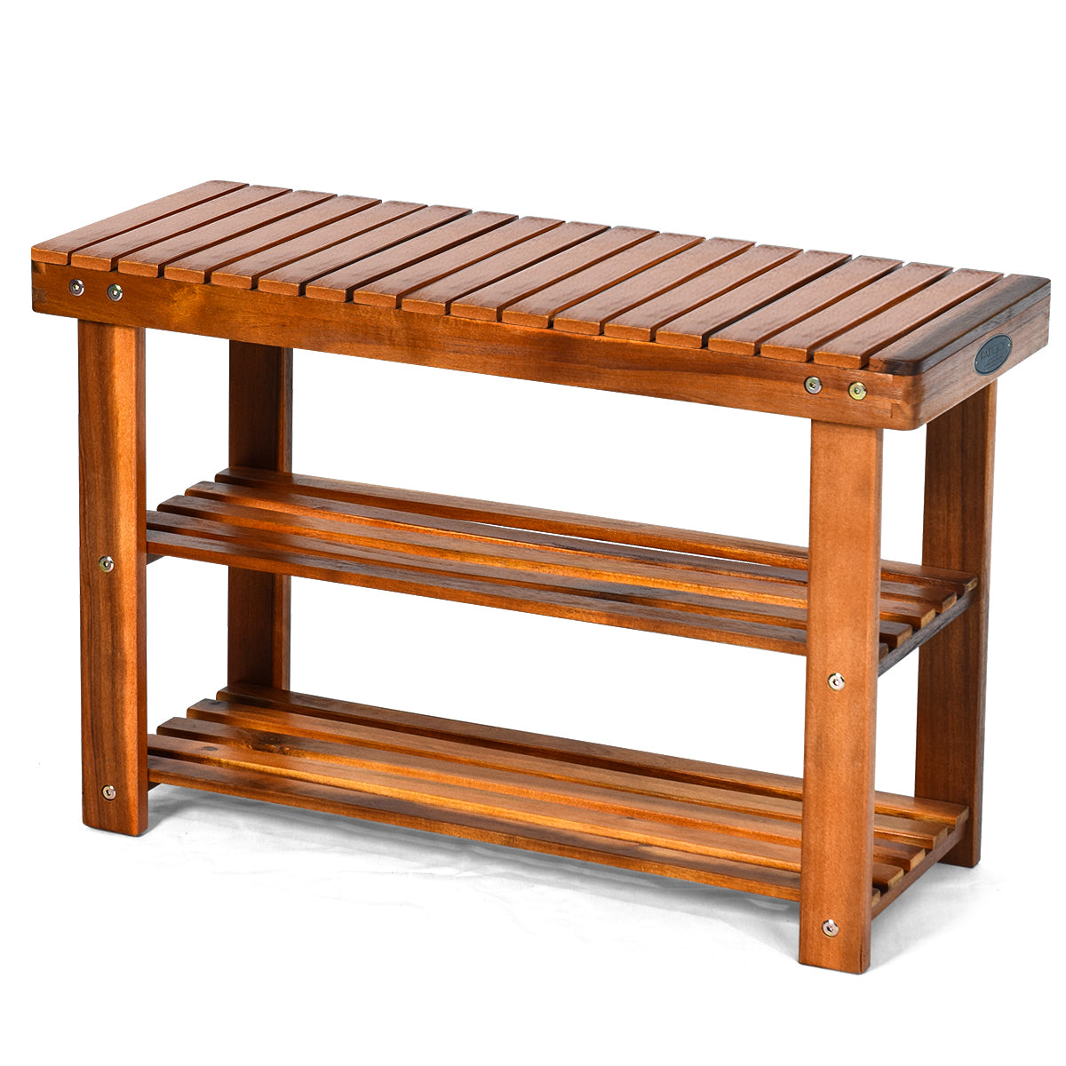 Freestanding Wood Bench, 3-Tier Storage Shelves, Natural Shoe Racks & Storage Benches at Gallery Canada