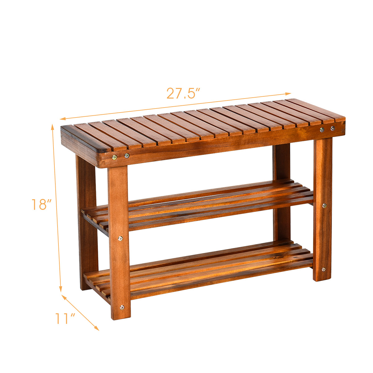 Freestanding Wood Bench, 3-Tier Storage Shelves, Natural Shoe Racks & Storage Benches at Gallery Canada