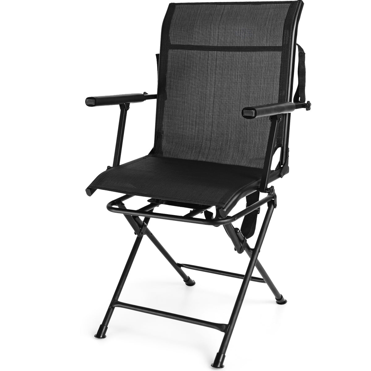 Foldable Swivel Patio Chair, Mesh Back, Black Camping Furniture at Gallery Canada