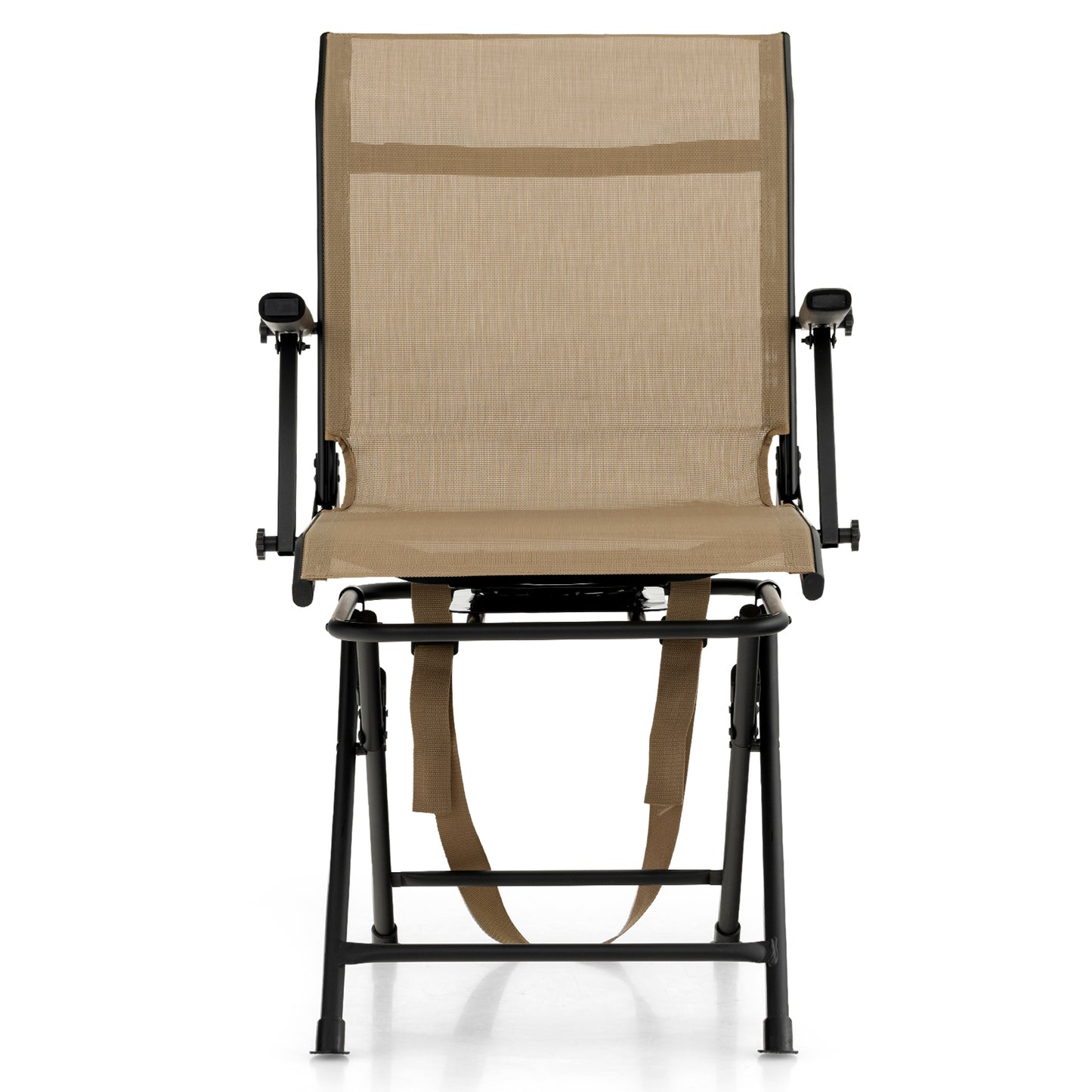 Foldable Swivel Patio Chair, Mesh Back, Coffee Camping Furniture at Gallery Canada