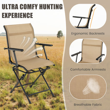 Foldable Swivel Patio Chair, Mesh Back, Coffee Camping Furniture at Gallery Canada