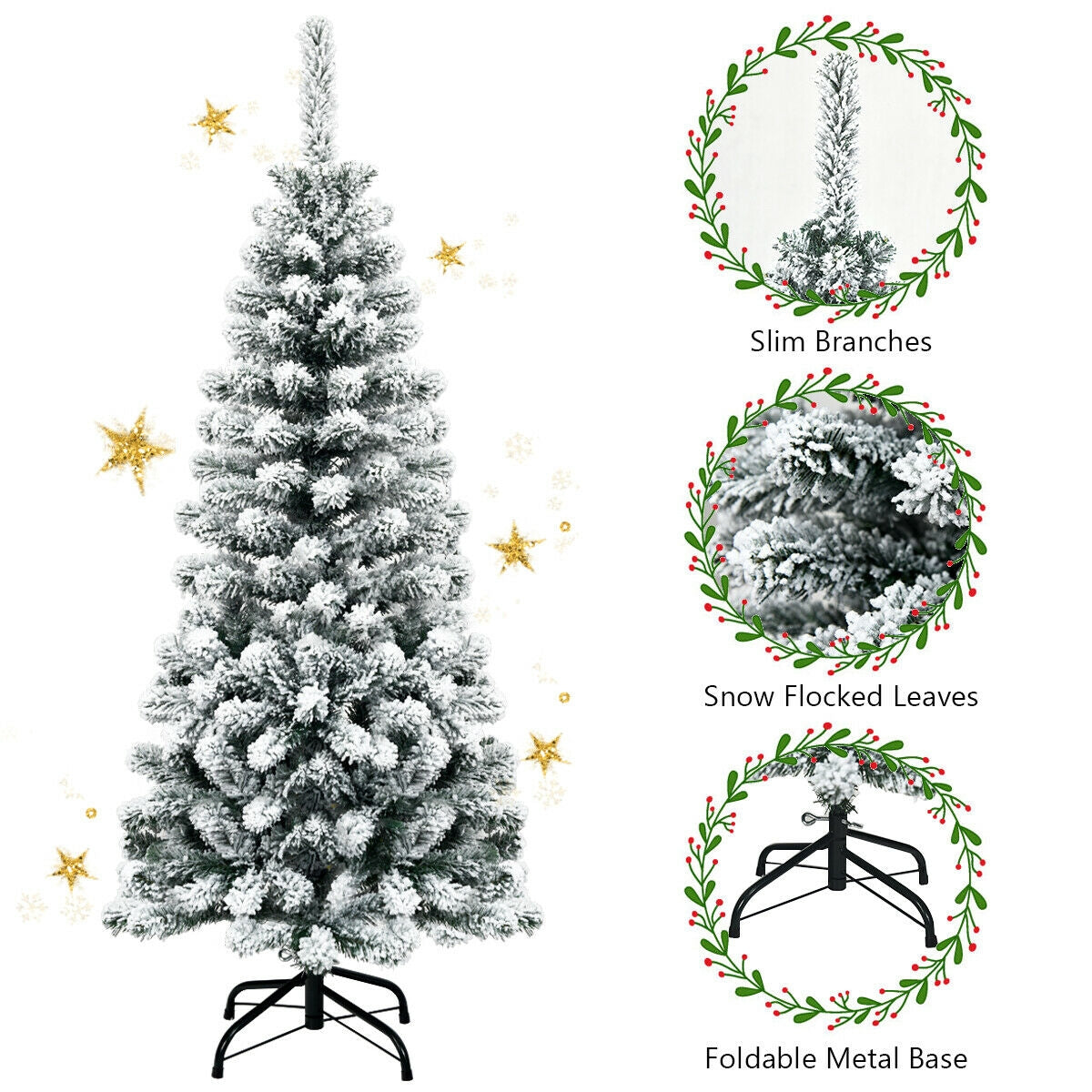 4.5 Feet Artificial Pencil Christmas Tree, 242 Branch, Green Christmas Tree at Gallery Canada
