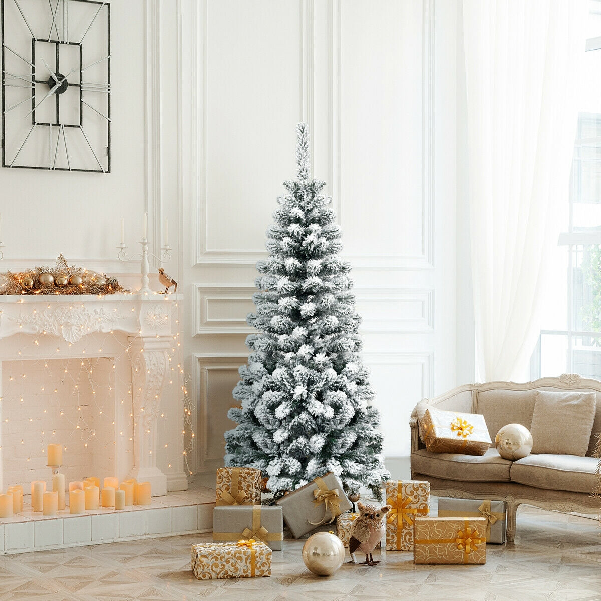 4.5 Feet Artificial Pencil Christmas Tree, 242 Branch, Green Christmas Tree at Gallery Canada