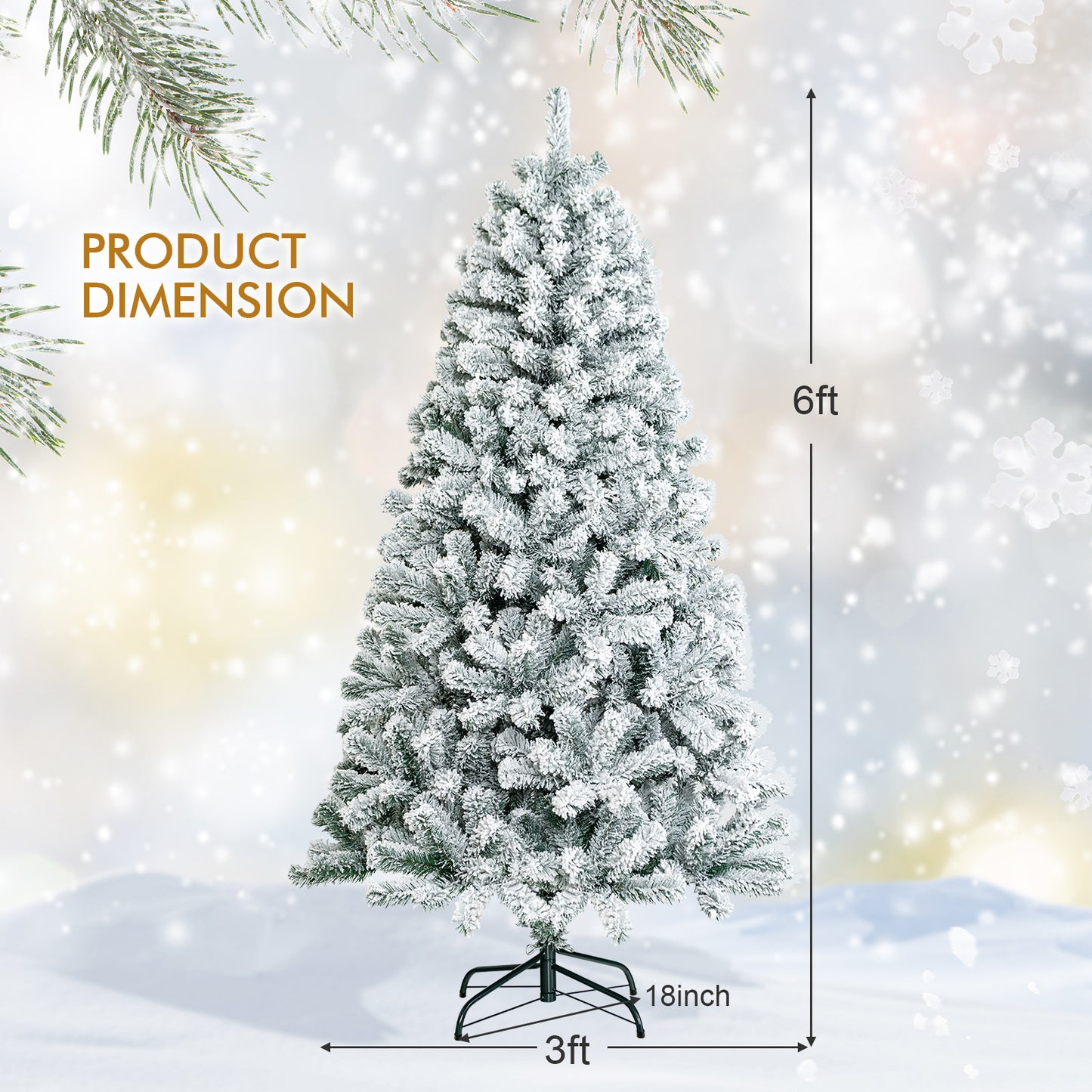 6 Feet Artificial Flocked Christmas Tree, Metal Stand, White Christmas Tree at Gallery Canada