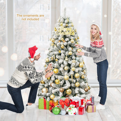 6 Feet Artificial Flocked Christmas Tree, Metal Stand, White Christmas Tree at Gallery Canada