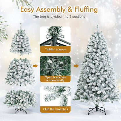 6 Feet Artificial Flocked Christmas Tree, Metal Stand, White Christmas Tree at Gallery Canada