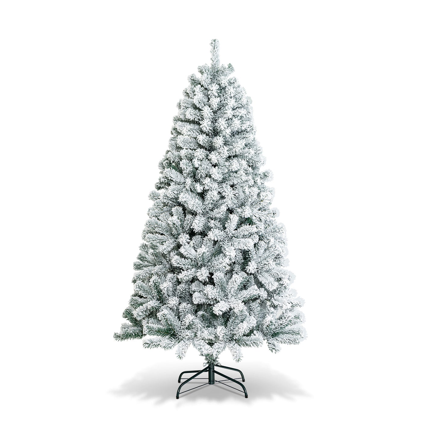 6 Feet Artificial Flocked Christmas Tree, Metal Stand, White Christmas Tree White at Gallery Canada