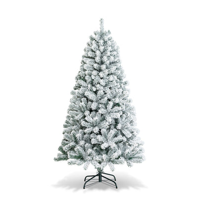 6 Feet Artificial Flocked Christmas Tree, Metal Stand, White Christmas Tree White at Gallery Canada
