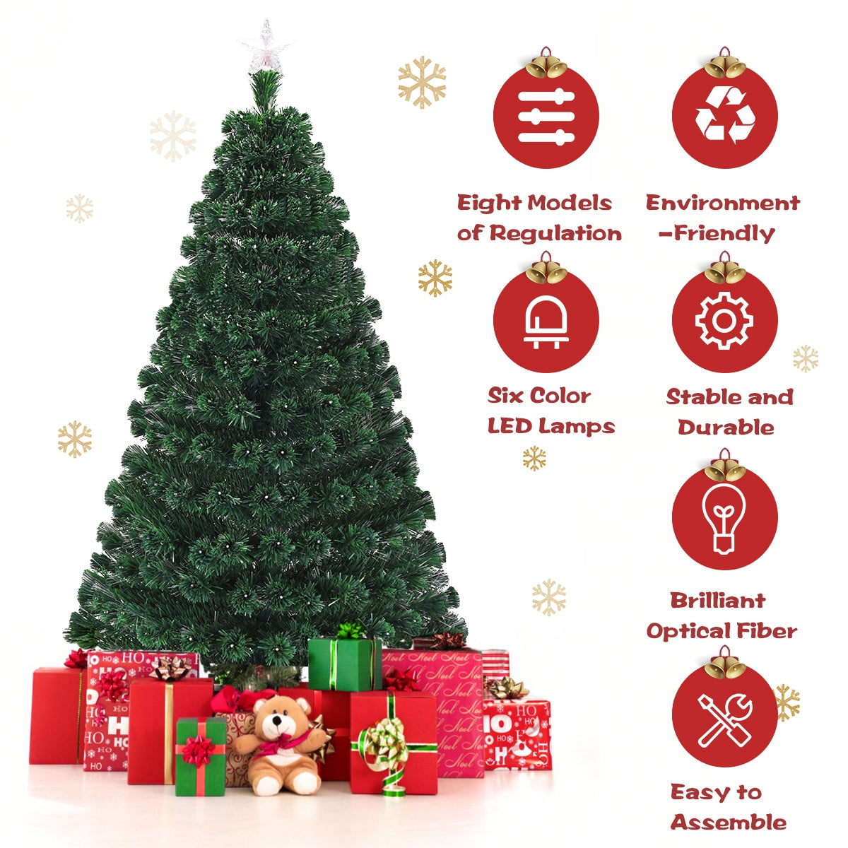 6' Artificial Christmas Tree With LED Lights, Metal Stand, Green Christmas Tree at Gallery Canada