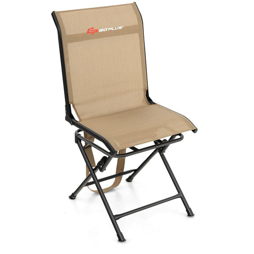 Outdoor Foldable 360 Swivel Chair, Iron Frame, Brown